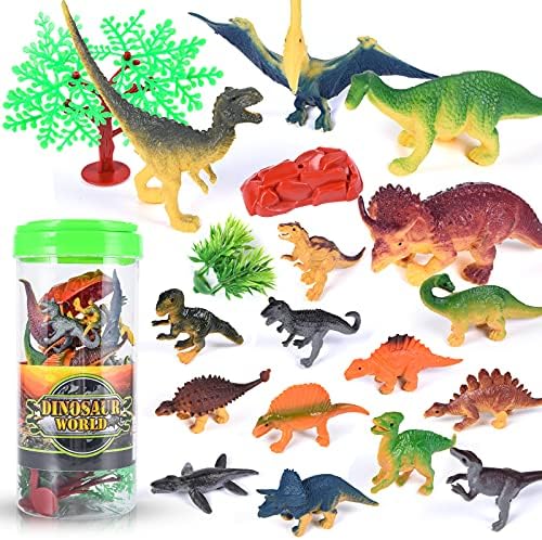 Herefun Mini Dinosauri Giocattolo, 25 Pezzi Mini Dinosauro Set, Dinosauro Giocattolo Figura, Dinosauro Plastico per Bambini Festa Compleanno, Decorazioni Torte, Dino Giocattolo per Ragazzi Bambini