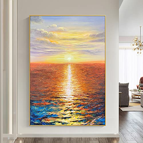 Toile océan 3D pour illuminer votre salon avec un lever du soleil