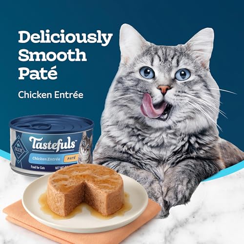 Image of Blue Buffalo Tastefuls Chicken Pate Wet Cat Food for Adult Cats, Real Chicken First, Made with Natural Ingredients Enhanced with Vitamins, Minerals & Other Nutrients, 3-oz. Cans (24 Count)