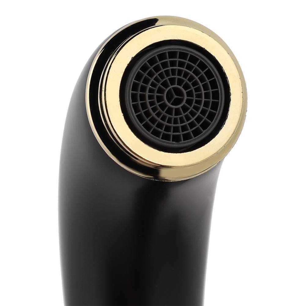 Wasserhahn Vollkupfer Becken Wasserhahn Drei-Loch-Badezimmerschrank Split Wasserhahn heiß und kalt Drei Löcher Titan Wasserhahn(Schwarzes Gold)