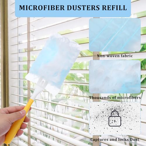 Image of 60 PCS 180 Duster Refills Compatible with Dusters 180 Handle Dusters, Heavy Duty Multi-Surface Duster Replacement with 1 Extra Handle, Unscented