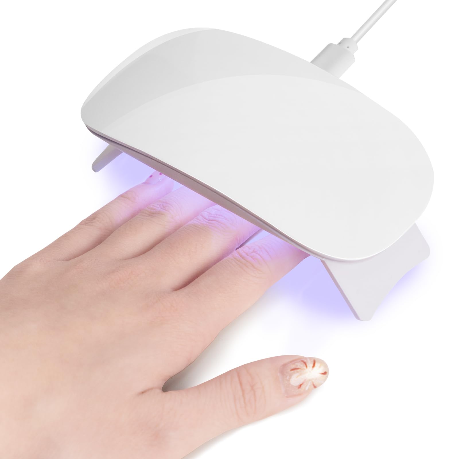 Madenia Mini lampada UV LED Unghie, 6W USB Portatile Lampada Unghie, Mini Lampada UV con 60s Timer, Fornetto Unghie Semipermanente per Smalto Gel, Shellact per Principianti (Bianco)
