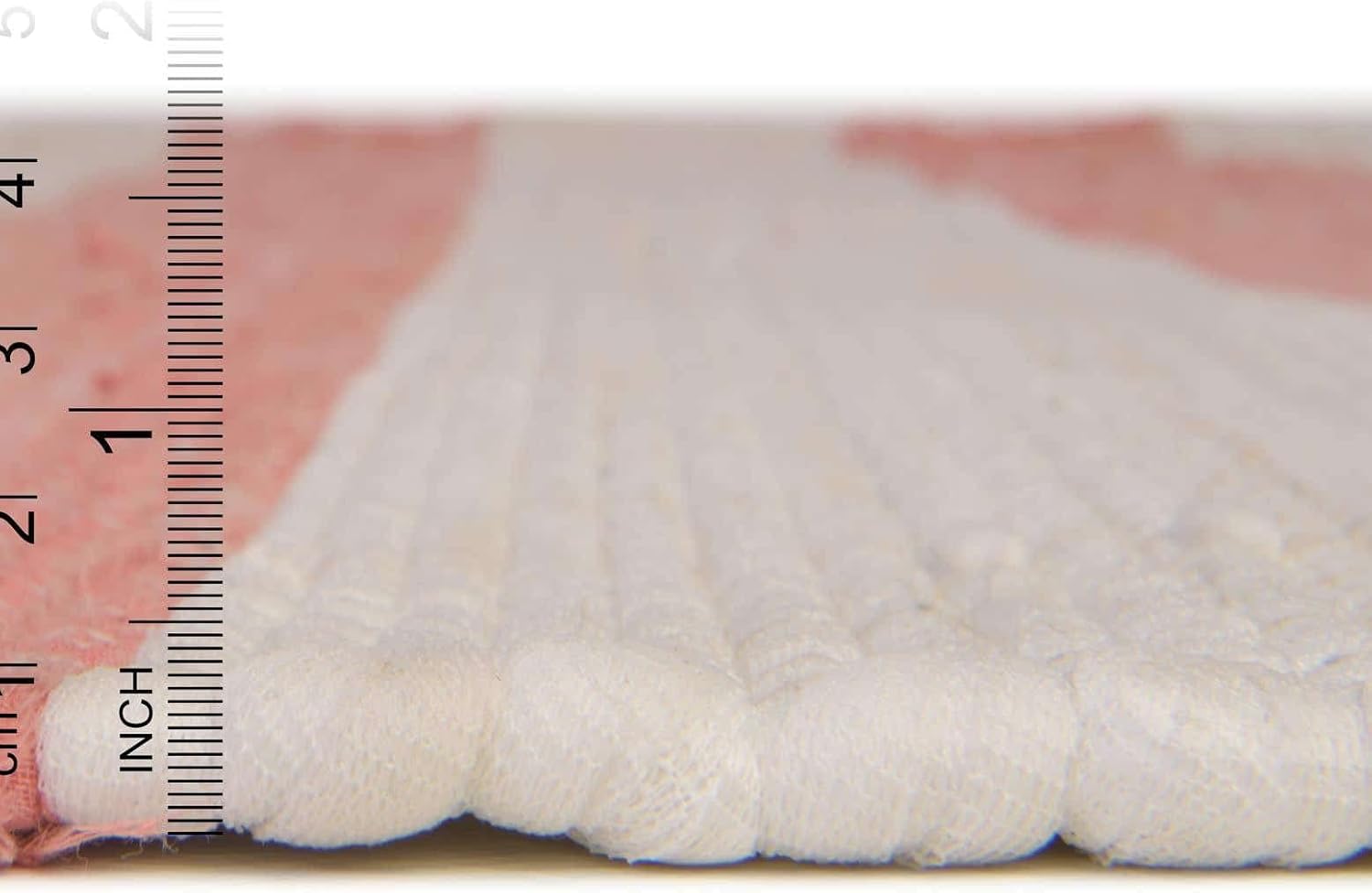 Unique Loom Chindi Rag Collection Area Rug - Striped (2' 2" x 6' 1" Runner, Coral and Ivory)