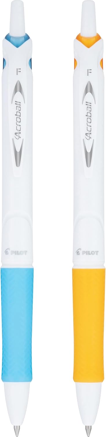 PILOT Acroball PureWhite Advanced Ink Refillable & Retractable Ball Point Pens with Silver Accents, Fine Point, Black Ink image 5