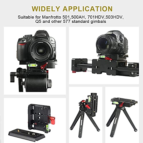 Utebit P200 Quick Release Plate - Aluminum Alloy Camera Tripod Base Plate With 1/4" And 3/8" Screw Hole Compatible With 557 500 701 Ball Head Quick Release Manfrotto 500Ah/501/502 Individual Bottom #TOP5