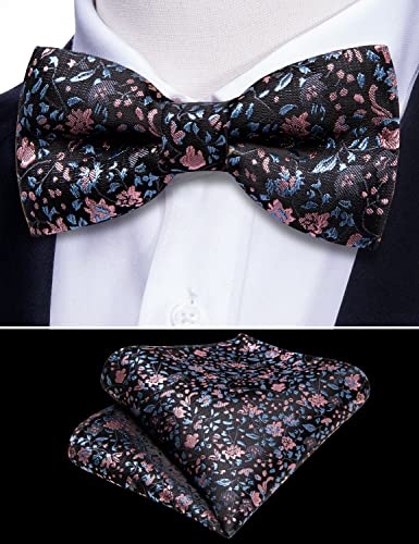 Yohowa Boys Child Kids Bow Ties Paisley Floral Handkerchief Set - Adjustable Pre-Tied Elegant Wedding Party Bowties #TOP3