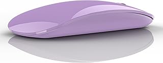 Uiosmuph Bluetooth Mouse, USB C Rechargeable Wireless Mouse, Triple Mode (Dual Bluetooth+USB) Computer Silent Mice Portable with USB Receiver Type C Adapter for Laptop/MacBook/iPad/PC(Purple)
