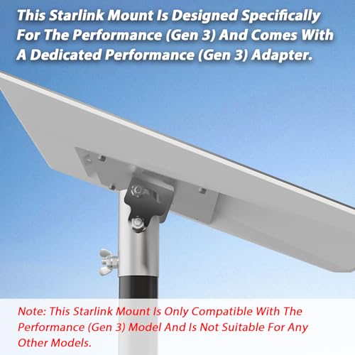 Adjustable Starlink Performance Gen 3 Mount, Starlink Mounting Kit Gen 3 with Stainless Steel Adapter, Heavy Duty Starlink Performance Wall/Roof Mount Kit for Extreme Climates