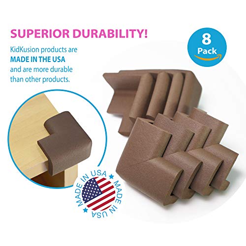 Image of KidKusion Corner Cushion | Made in USA | Brown | 8 Pack | Furniture and Corner Protector