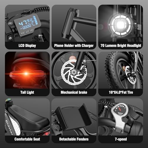 image for Ridstar Electric Bike for Adults Q20, 2000/1500W, 37/30MPH,52V 40AH,48