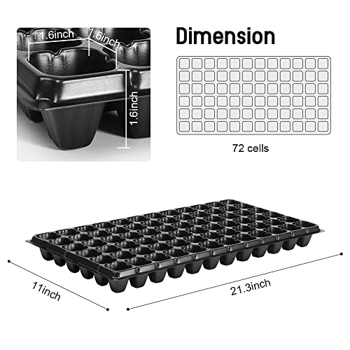Bewave 15 Pack Seed Starter Tray 72 Cell Thick Gardening Germination Trays With Drain Holes Reusable Plant Grow Plug Trays Mini Propagator For Seeds Growing #TOP1