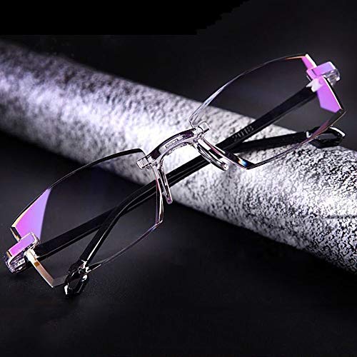 YYQ SHOP Frameless Lunettes De Lecture,Anti-Fatigue Lentilles en Résine Lecteurs De Lunettes,Conception De Coupe De Diamant De Mode,Unisexe,Objectif Double Proche Et Éloigné Cover