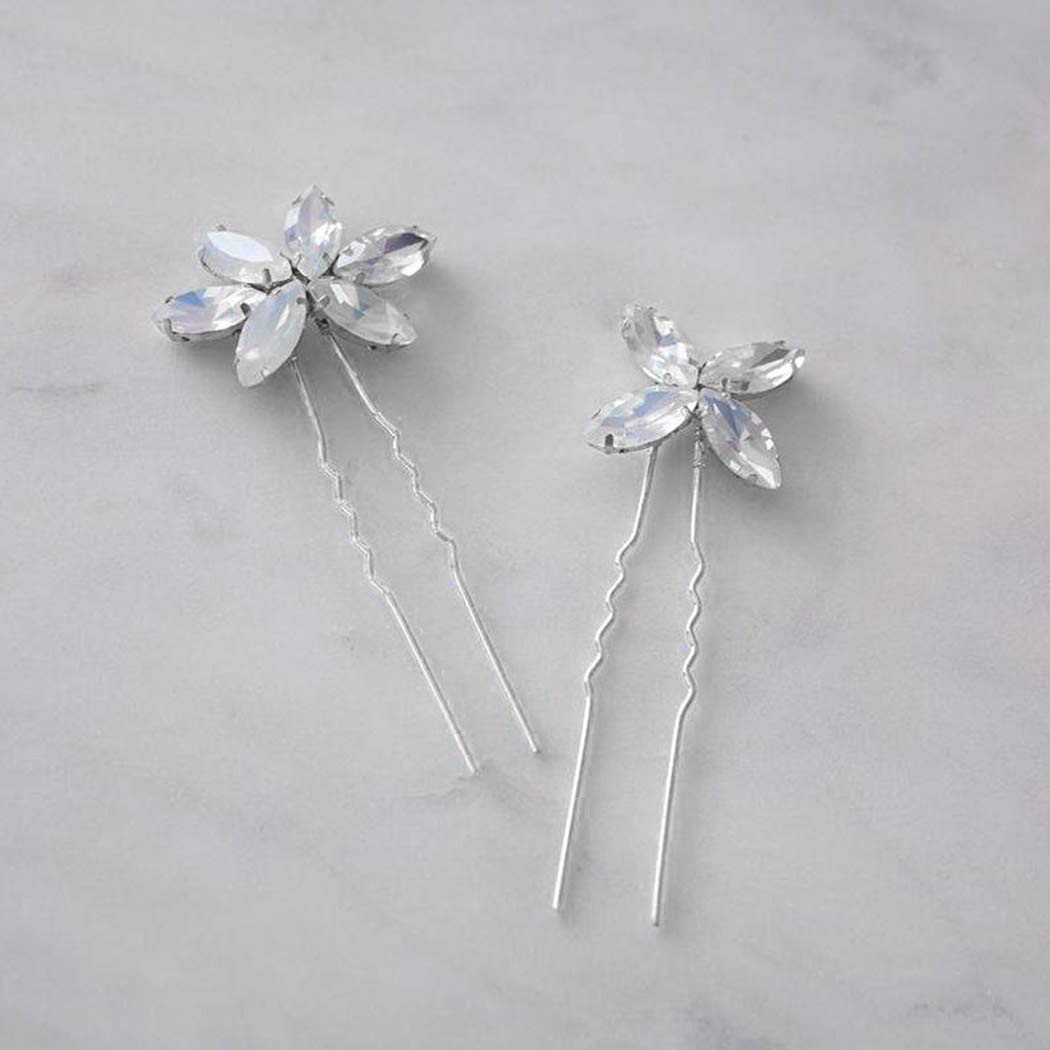 JAKAWIN Rhinestone Hair Clips Bridal Wedding Hair Accessories Silver Hair Pins for Women