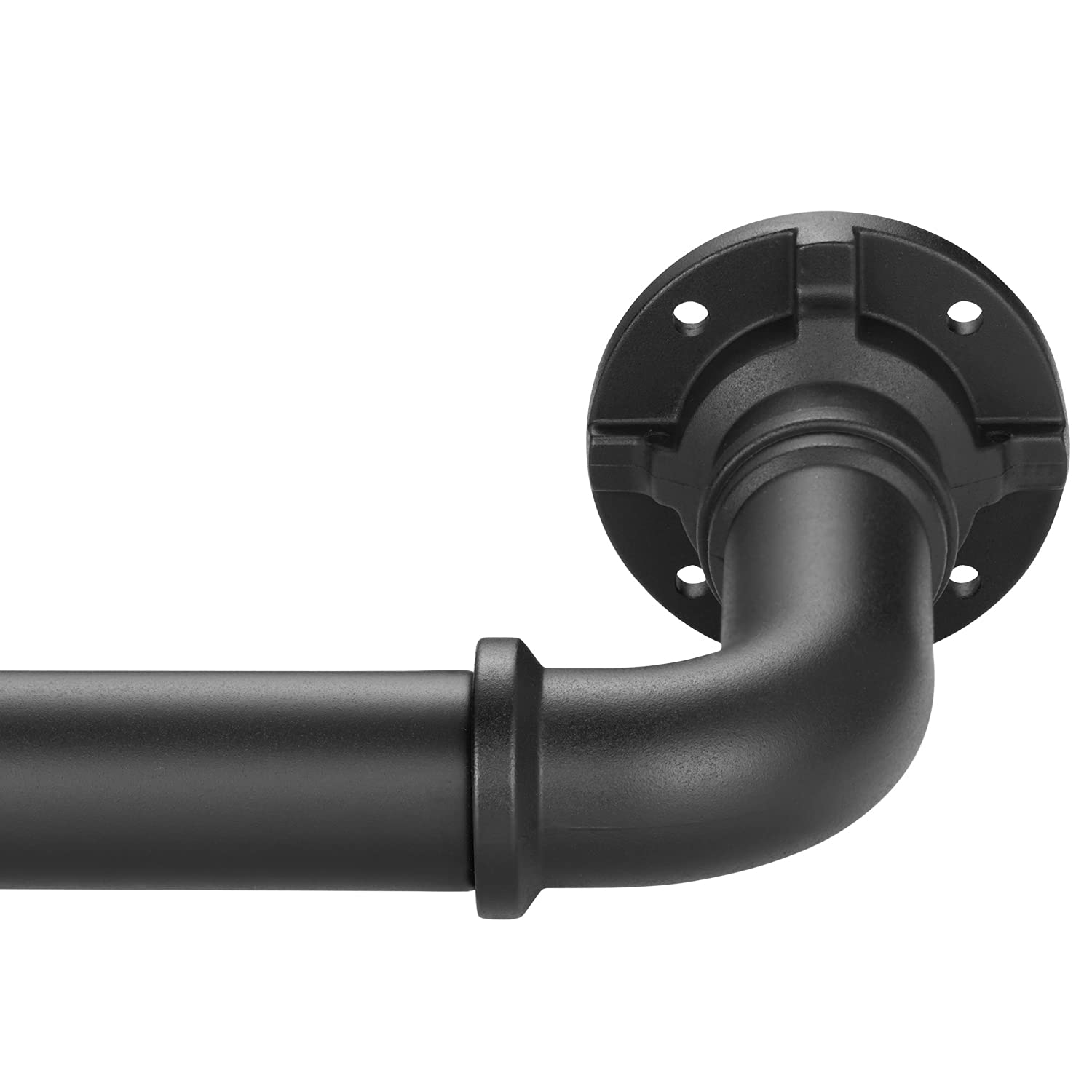 Mayrhyme Curtain Rod for Windows,Wrap Around Industrial Blackout Design,Black Adjustable 1 Inch Curtain Rod,Room Divider Window Curtain Rod for Indoor