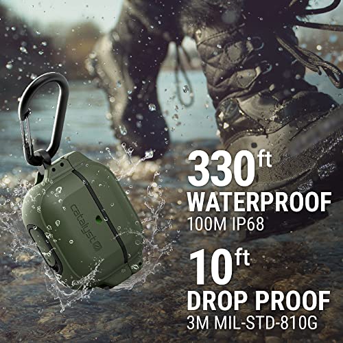 330Ft Waterproof Total Protection Case For Airpods Gen3, Advanced Locking System, Full-Body Protective Rugged Case For Airpods 3, 10Ft Drop Proof, Carabiner By Catalyst (Army Green) #TOP7