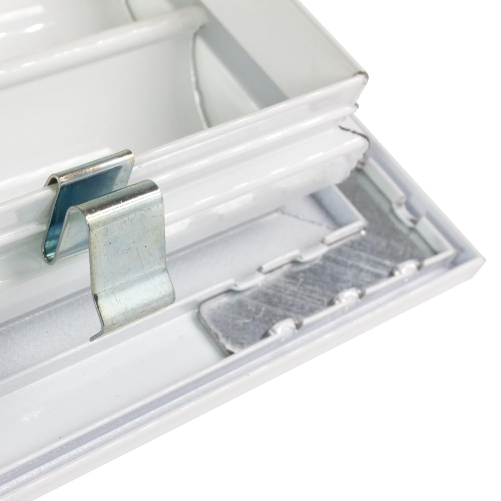 Rejilla Ventilacion Rectangular Blanca Lama Curva Horizontal para Aire Acondicionado con Marco para Conductos de Aire Acondicionado (300x100)