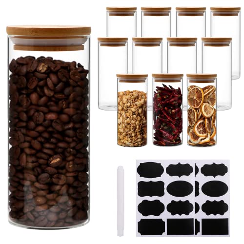 image for Brajttt Glass Jars With Airtight Lids, 14 oz Coffee Storage ,Set of 12