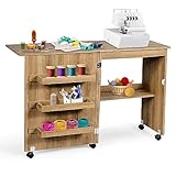 macchina da cucire vintage con mobiletto 【Risparmio di spazio】 Quando non viene utilizzato, il tavolo per macchina da cucire può essere utilizzato come piano di archiviazione grazie alla sua funzione pieghevole. Si consente a risparmiare spazio.
