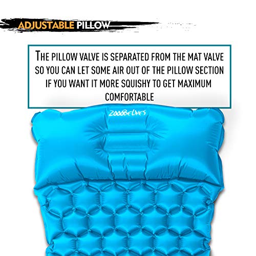 ZOOOBELIVES Ultralight Sleeping Pad with Built-in Pillow, Inflatable Camping Mattress for Backpacking, Traveling and Hiking, Compact and Portable Camp Mat - Thumbnail 5