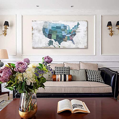 Map Of The United States Wall Decor Map Canvas Wall Art For Wall Decoration Wood Background Usa Canvas Prints For Bedroom Office Kitchen Home Wall Decor Framed Artwork Ready To Hang20 X40 #TOP7