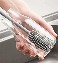 Raxon Innovation Long Handle Silicone Bottle Cleaner Brush for Washing Water Bottle || Solution Bottle Mug Cleaning Brush || [Color - Grey] [Pack of 1] Price in India