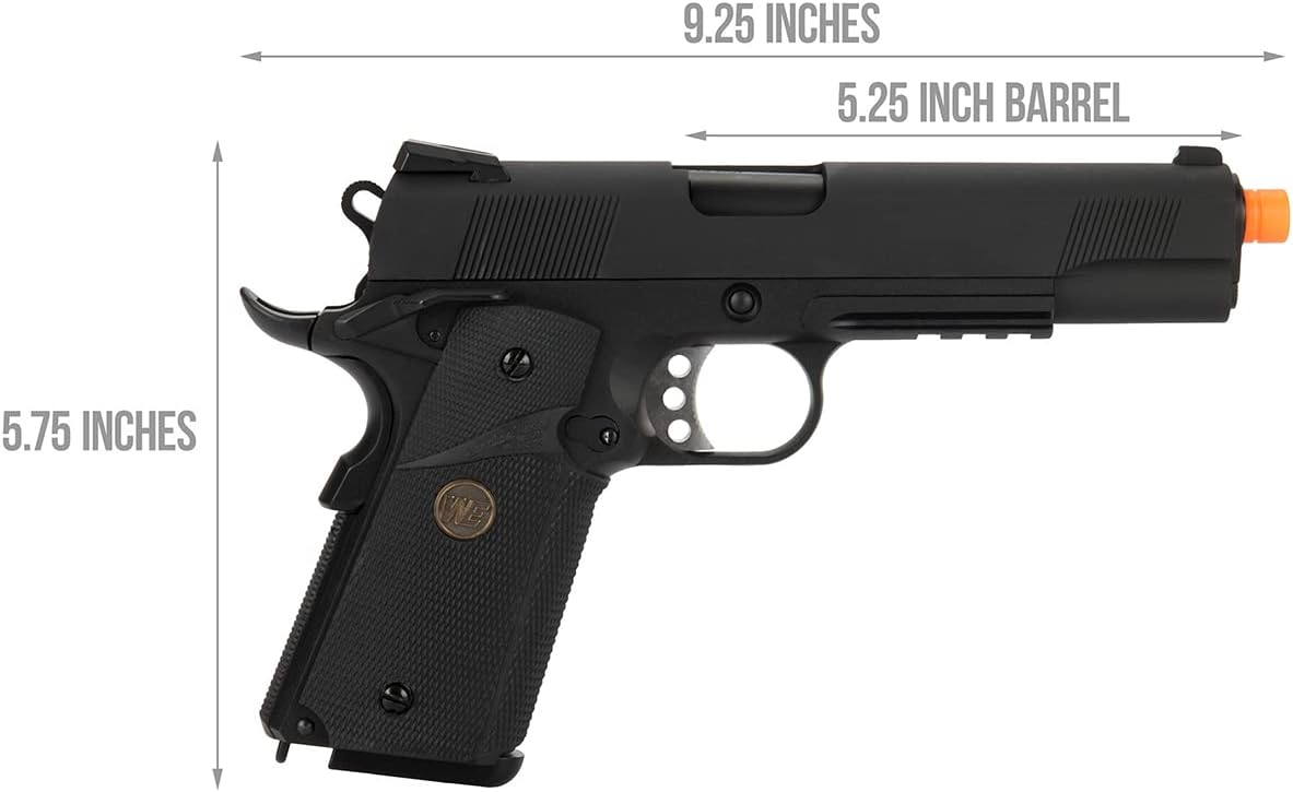 WE Tech 1911 Full Metal MEU Airsoft Gas Blowback Airsoft Pistol (Picatinny Rail/No Picatinny Rail)