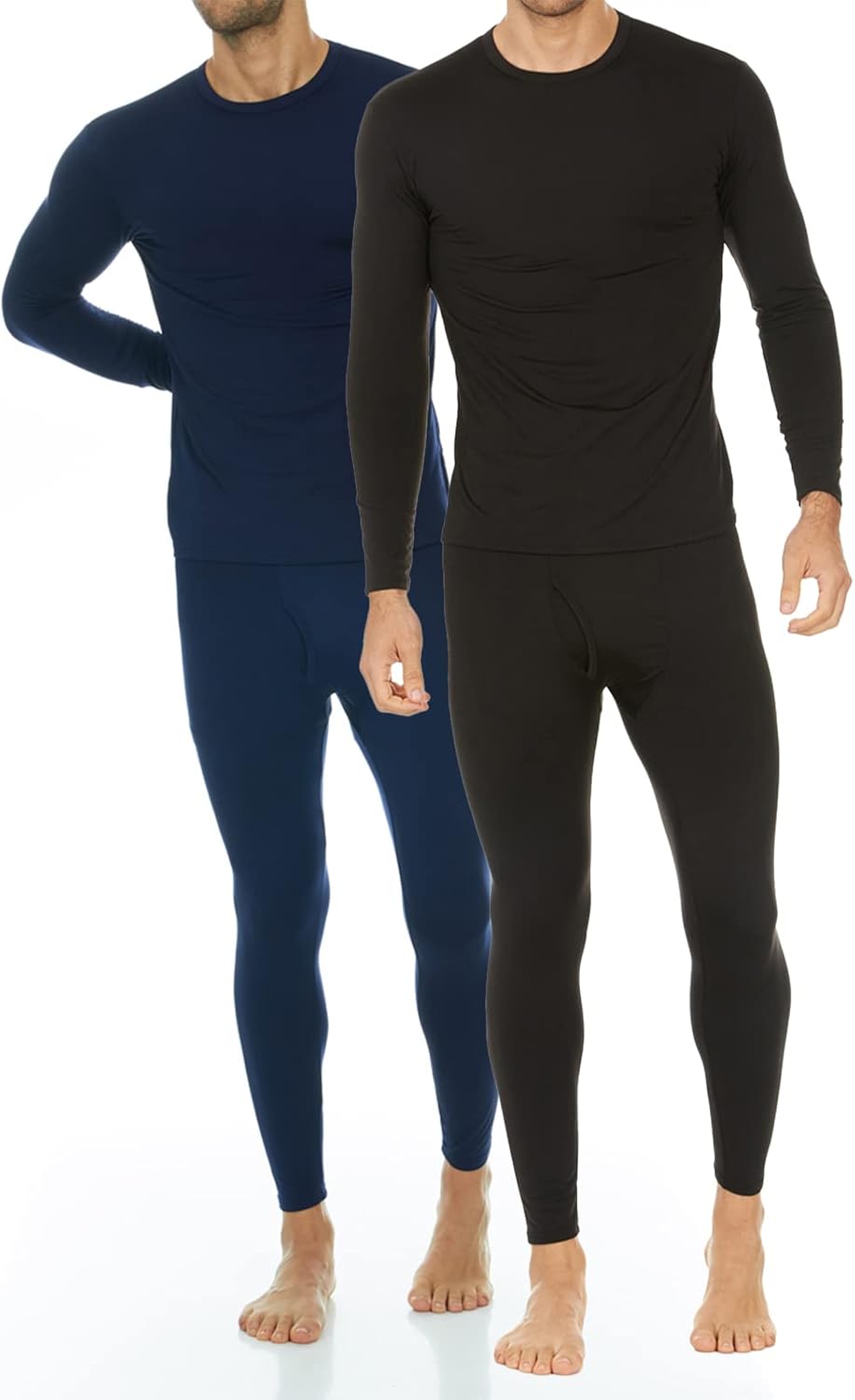 Thermajohn 2 Pack Thermal Underwear for Men Size L Navy & Black Clothing, Shoes