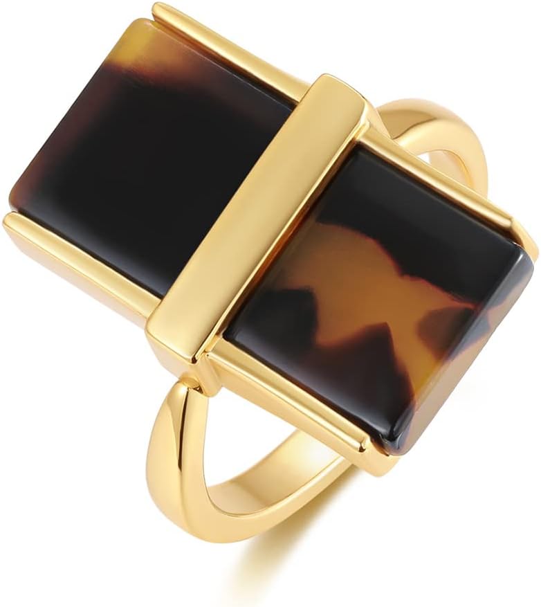 Mothers Day Gifts for Wife Leopard Ring for Women Leopard Jewelry Adjustable Gold Plated Acrylic Rings for Women Tortoise Ring Cocktail Ring