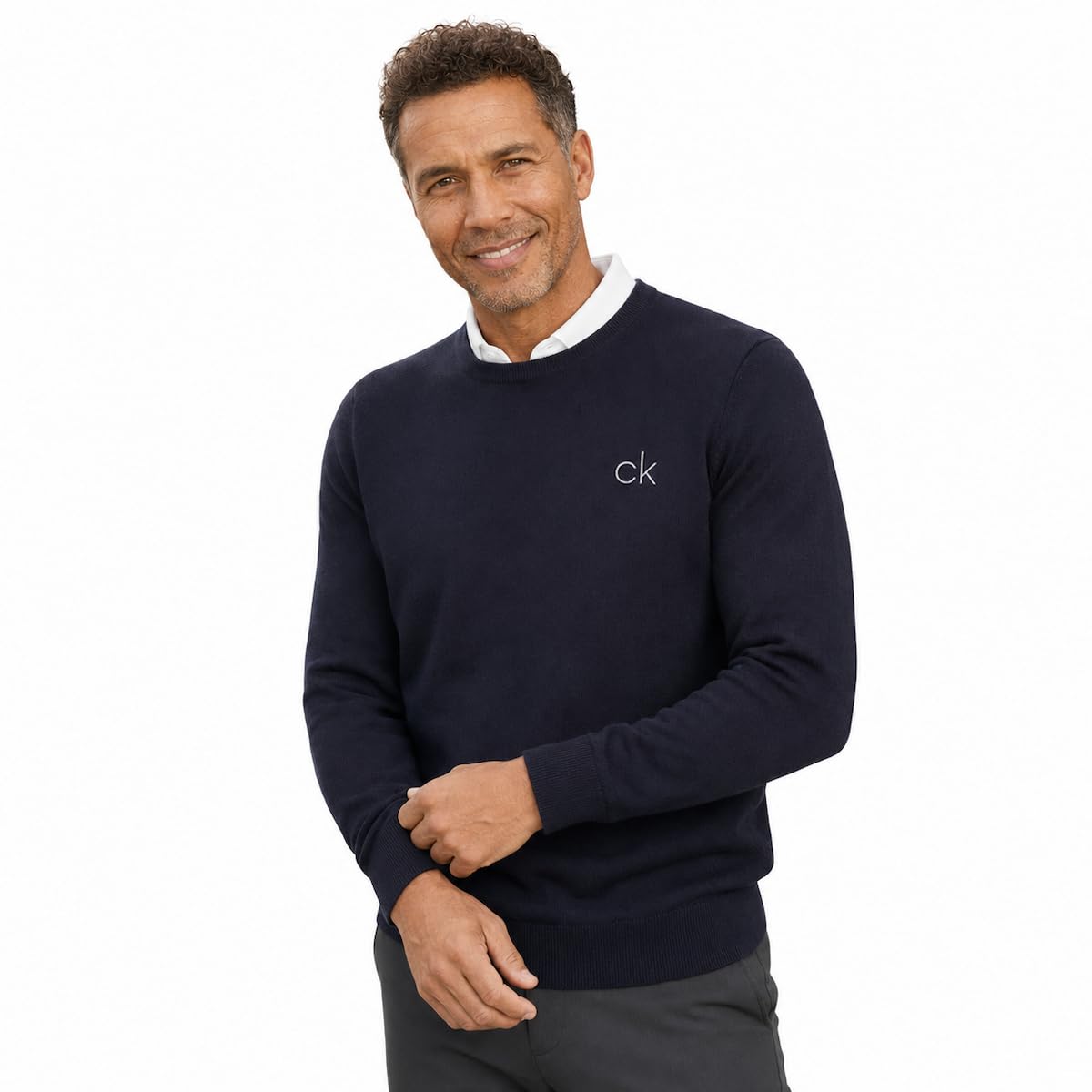 Calvin Klein Hombre Cuello Redondo Tour Comfort Golf Suéter - Armada - XL