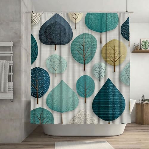 Abstract Shower Curtain 56x80 in,Waterproof Curtains Fabric Bath Long Shower Curtain with 12 Plastic Hooks,Geometry Curtains for Bathroom Machine Washable,Weighted Hem,Bathroom Decor,Gifts G-1038