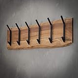 Maison ESTO Wandgarderobe Hängegarderobe 6 Doppelhaken 100 cm breit Akazie Metall Garderobe