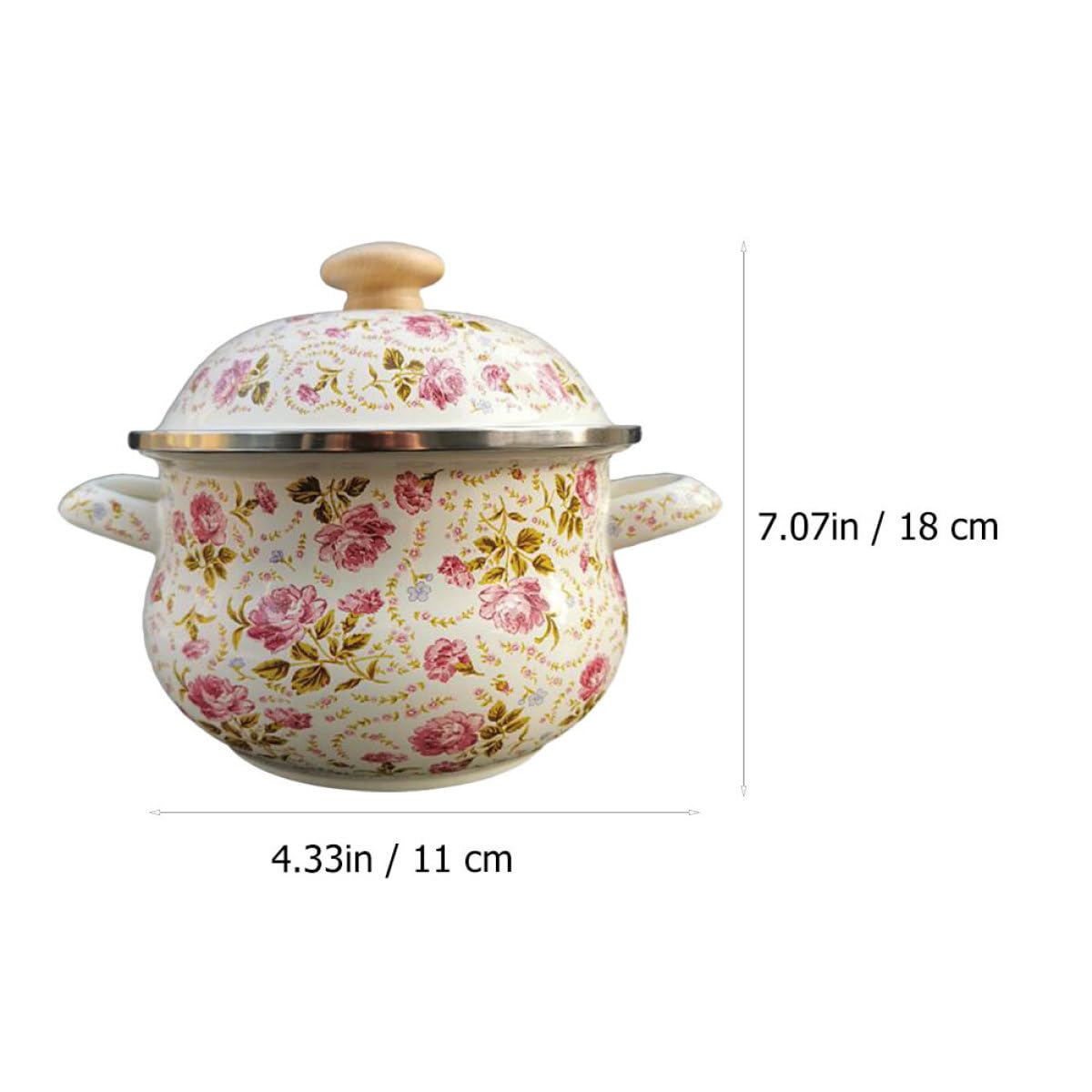 Sosoport Pentola per Zuppa Domestica Smaltata 18 CM a Fondo Piatto Doppio Manico Pentola da Cucina Pratica per Pasta Riso e Brodo Adatta Uso Casalingo