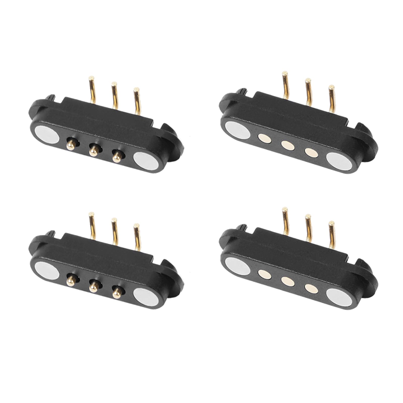 2 Pair 2/3/4/5/6/7/8Pin Bend Magnetic Pogo Pin Connector, Male+Female 2.54MM Spring Loaded Pogopin Connector DC Power Charge Probe Socket (3Pin)