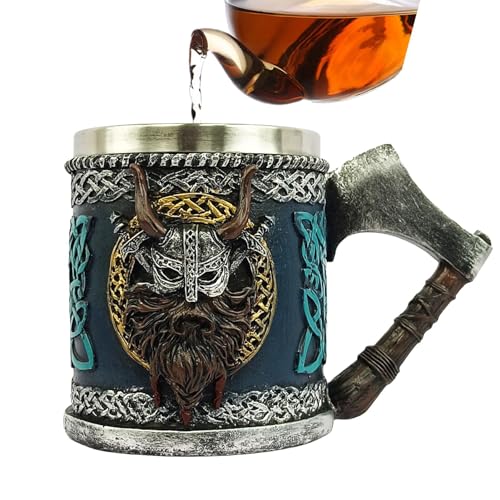 Boccale di birra gotica – medievale per Ales scure Ale Boccale con manico a teschio, boccale decorativo | Unica gotica vintage gotica, boccale da birra con teschio per A