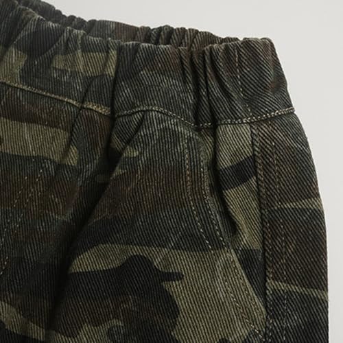 Pantalones vaqueros rectos con cintura elástica para niños cargo holgados 5