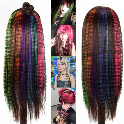 Extensiones de cabello sintéticas lisas de 18 pulgadas con clip para escena 7