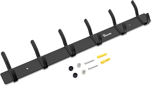 Miniatura 5 de Percha Percha Perchero 6 Ganchos Heavy Duty Ropa Sombrero Holder Aleación Aluminio Negro