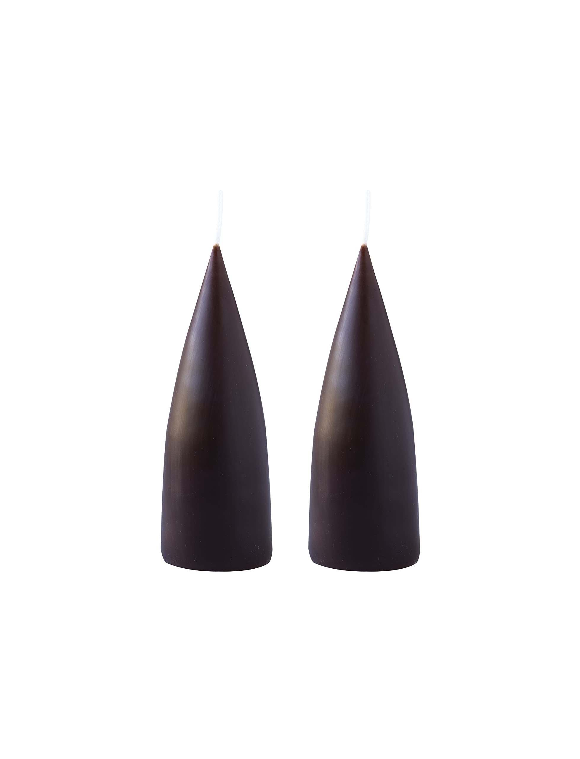 Kunstindustrien Women's Chocolate Brown Kunstindustrien® Cone Shaped Candles, 43 Colours, Dripless & Smokeless, 15H Burn Time, Unscented, 2Pcs 6.5 X 16Cm (Chocolate Brown)