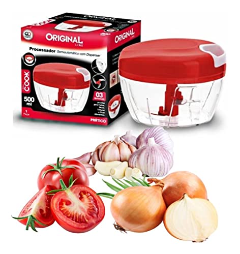 Triturador Cortador Alho Cebola Processador Alimentos Manual 3 Laminas Rosa