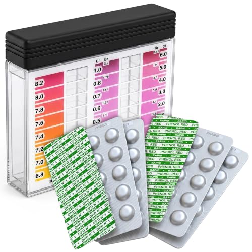 harren24 Testkit Set inkl. 60 Testtabletten (Rapid) Wassertester und Aufbewahrungsbox 30x DPD1 Chlor/Brom + 30x Phenol Red pH-Wert Pool Wasseranalyse (60 Tabletten inkl. Tester)
