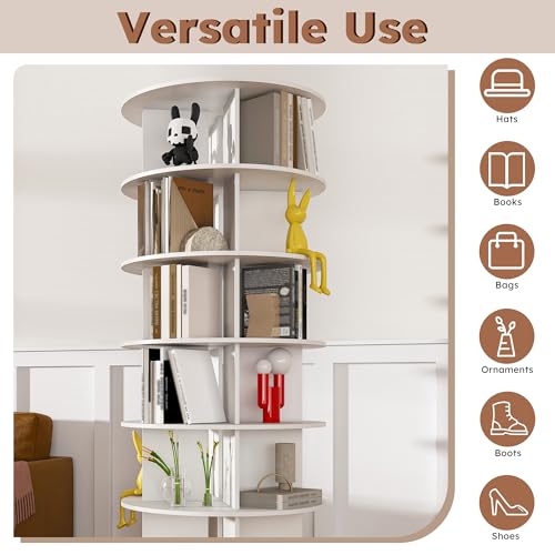Image of Multi Layer Cylindrical Rotating Shoe Rack Tower,Free Standing 360 Spinning Storage Organizer,Can Store Approximately 30 Pairs of Shoes,Space-Saving Design (6-Tier)
