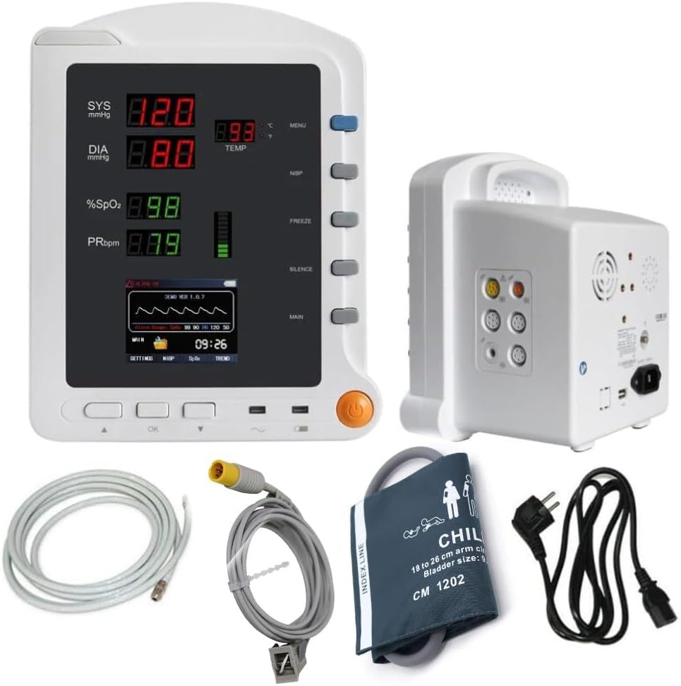 TenTabs CMS 5100 (Original) 3 para Patient Monitor (with Pediatric Probes) | Measures SPO2, NIBP, Pulse Rate, Temperature | TFT LCD Display | Suitable for Pediatric Patient