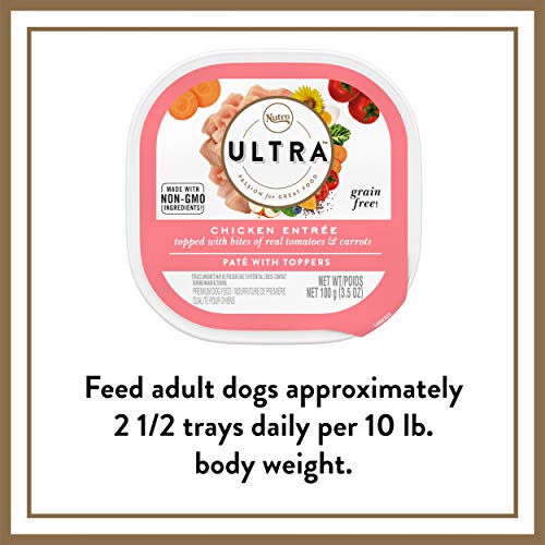Nutro Ultra Adult Grain Free Soft Wet Dog Food, Chicken Entrée Paté With Tomatoes & Carrots, (24) 3.5 Oz. Trays #TOP6