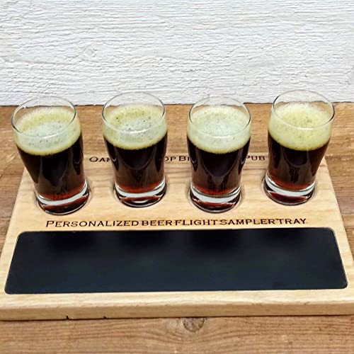 Personalized Beer Flight Sampler Paddle Board With Write-On Chalkboard Dry-Erase Marker Board. Will Hold 4Oz To 5Oz Glasses. #TOP6