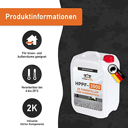 Home Profis® HPPF-3000 2K Epoxidharz Porenfüller für Steinteppich Innen & Außen (3kg) – Transparente Versiegelung, Porenverschluss zur Teilverfüllung und Vollverfüllung