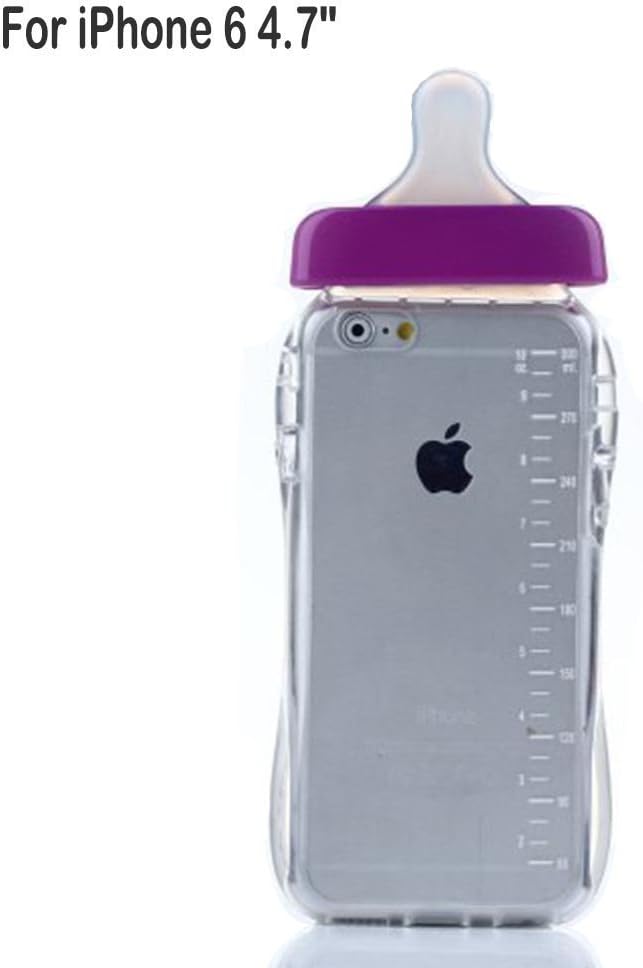 New For Apple iPhone 6 4.7"/6 Plus 5.5 inches Creative Simulation baby milk bottle clear case Soft Silicone Protective Phone Back Case Covers (4.7 inches Purple)