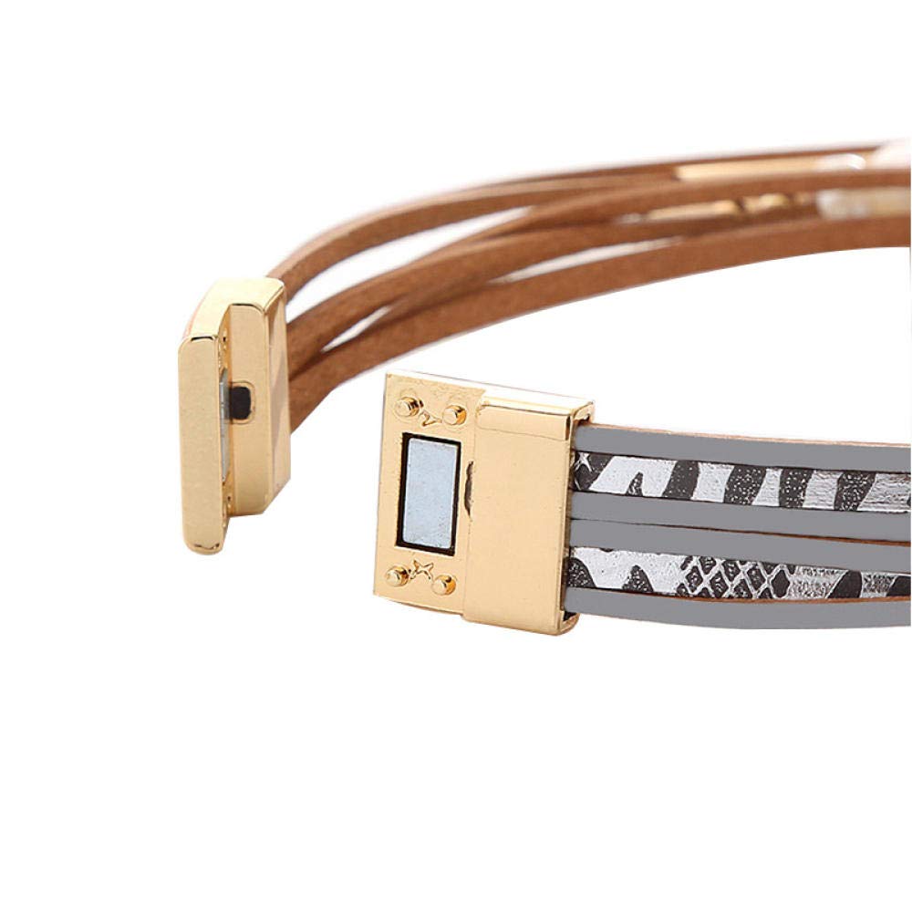 Pulsera De Cuero Para Mujer,Pulsera De Cuero Vintage De Múltiples Capas Moda Gris Perla De Agua Dulce Pulsera De Doble Círculo Pulsera De Mujer Pulsera De Joyería Pulsera De Perlas Ropa Personalizada