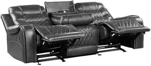 Miniatura 6 de Lexicon Derringer Wall Hugger Sofá reclinable doble manual, gris Gris,Marrón,https://www.amazon.com/dp/undefined