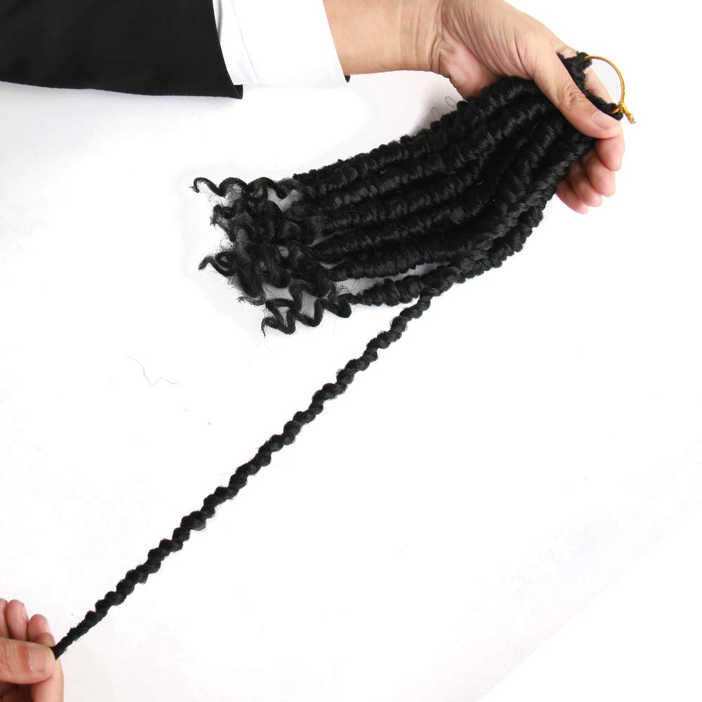 ROSESSEA 12 Inch Black Crochet Hair For Black Women 8 Packs Crochet Braids Spring Twist Crochet Braiding Curly Crochet Hair Spring Twist Hair Curl End (12inch (Pack of 8), 1B#)