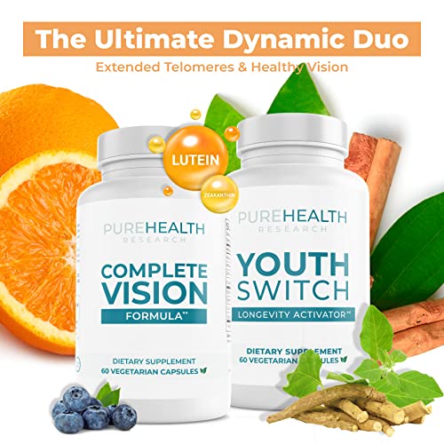 Purehealth Research Youth Switch Anti Aging Supplement & Complete Vision Formula - Eye And Vision Health Support With Lutein, Zeaxanthin And Bilberry #TOP2